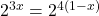 2^{3x} = 2^{4(1-x)}