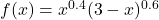 f(x) = x^{0.4} (3-x)^{0.6}