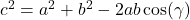 c^2 = a^2 + b^2 - 2ab \cos(\gamma)