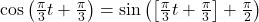 \cos\left(\frac{\pi}{3} t + \frac{\pi}{3} \right) = \sin\left( \left[\frac{\pi}{3} t + \frac{\pi}{3}\right] + \frac{\pi}{2} \right)