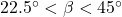 22.5^{\circ} < \beta < 45^{\circ}