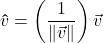 \bm\hat{v} = \left(\dfrac{1}{\|\vec{v}\|}\right) \vec{v}