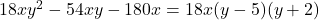 18xy^2 - 54xy - 180x = 18x(y-5)(y+2)