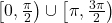 \left[ 0 , \frac{\pi}{2} \right) \cup \left[ \pi, \frac{3 \pi}{2} \right)