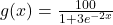 g(x) = \frac{100}{1 + 3e^{-2x}}