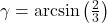 \gamma = \arcsin\left(\frac{2}{3}\right)