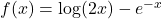 f(x) = \log(2x) - e^{-x}