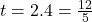 t=2.4 = \frac{12}{5}