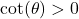 \cot(\theta) > 0