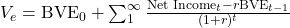 V_e = \text{BVE}_0 + \sum_1^\infty \frac{\text{Net Income}_t - r \text{BVE}_{t-1}}{(1+r)^t}