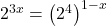 2^{3x} = \left(2^4\right)^{1-x}