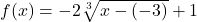 f(x) = -2 \sqrt[3]{x- (-3)} + 1