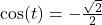 \cos(t) = -\frac{\sqrt{2}}{2}