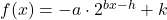 f(x) = -a \cdot 2^{bx-h} + k