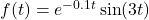 f(t) = e^{-0.1t} \sin(3t)