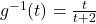 g^{-1}(t) = \frac{t}{t+2}