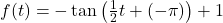 f(t) = - \tan\left(\frac{1}{2} t + (- \pi) \right) + 1