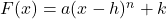 F(x) = a(x-h)^n + k