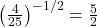 \left(\frac{4}{25}\right)^{-1/2} = \frac{5}{2}