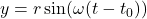 y = r \sin(\omega (t-t_{0}))