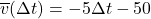 \overline{v}(\Delta t) = -5 \Delta t - 50