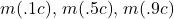 m(.1c), \, m(.5c), \, m(.9c)