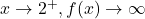 x \rightarrow 2^{+}, f(x) \rightarrow \infty