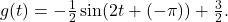 g(t) = -\frac{1}{2} \sin(2t + (-\pi)) + \frac{3}{2}.