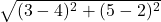 \sqrt{(3-4)^2 + (5-2)^2}