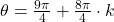 \theta = \frac{9 \pi}{4} + \frac{8\pi}{4} \cdot k