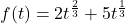 f(t) = 2t^{\frac{2}{3}} + 5t^{\frac{1}{3}}