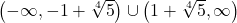 \left(-\infty,-1 + \sqrt[4]{5} \right) \cup \left(1 + \sqrt[4]{5}, \infty \right)