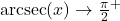 \text{arcsec}(x) \rightarrow \frac{\pi}{2}^{+}