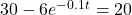 30-6e^{-0.1t}=20