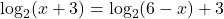 \log_{2}(x+3) = \log_{2}(6-x)+3