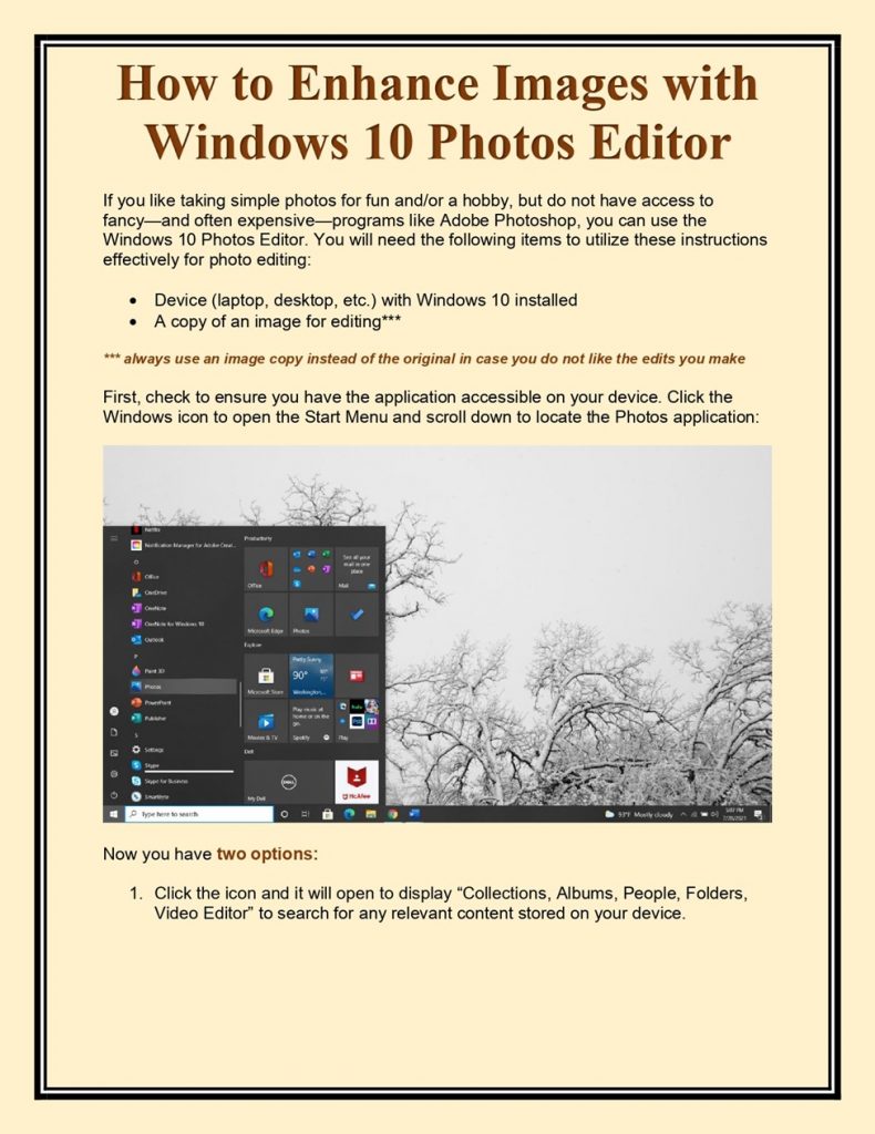 [Part 1 of 8] This and all of the remaining images in this chapter comprise a sample set of instructions. Please click the link at the end of the caption for an accessible PDF of these instructions. You will note that each image within the PDF has its own alt-text. This is the practice you should use when designing your own technical documents.