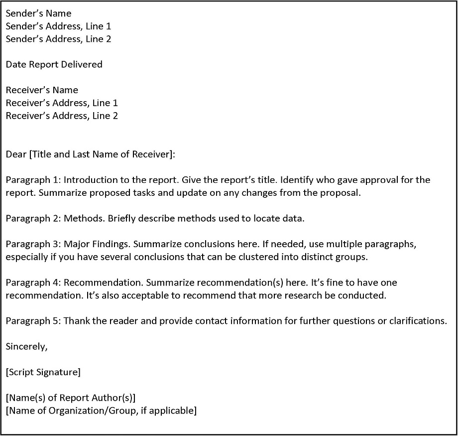 This image shows how a letter of transmittal should appear on the page. Please click the link at the end of the caption for an accessible version of this information.