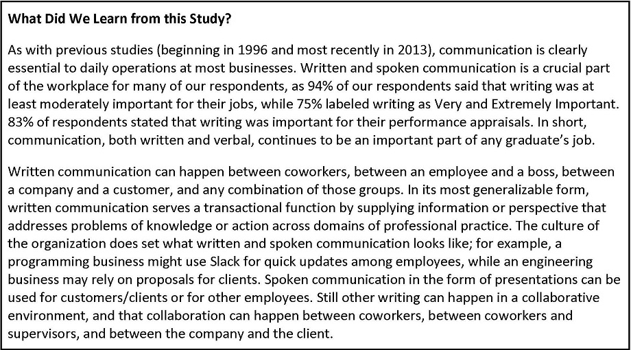 This image shows a sample of how to write the Conclusions of a technical report, as well as how the text should appear on the page. Please click the link at the end of the caption for an accessible version of this information.