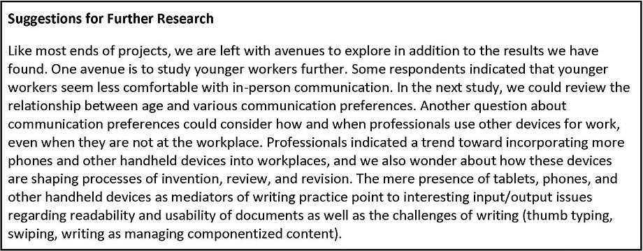 This image shows a sample of how to write the Future Work section of a technical report, as well as how the text should appear on the page. Please click the link at the end of the caption for an accessible version of this information.