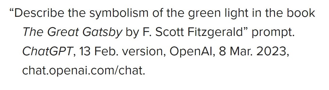 An example of a ChatGPT citation in MLA format. A screen-readable Word version of this citation is located in the full text.