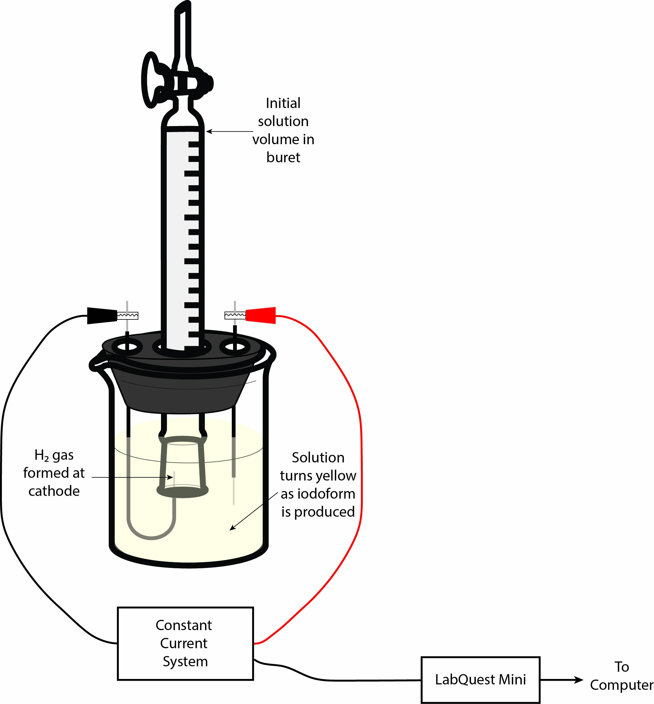 Schematic outlining the experimental setup to collect hydrogen gas.