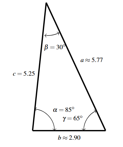 An acute triangle with alpha, beta, gamma, a, b, and c labeled.