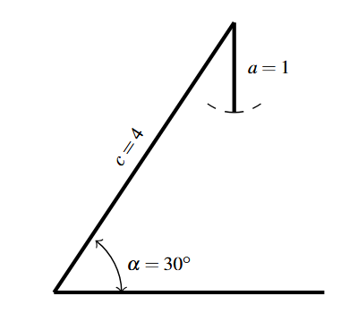 A portion of a triangle with the vertical side too short to reach the horizontal side.